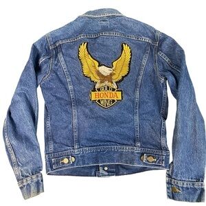 VTG Lee Honda Gold Wing Motorcycle Patch Denim Jacket Size 36R